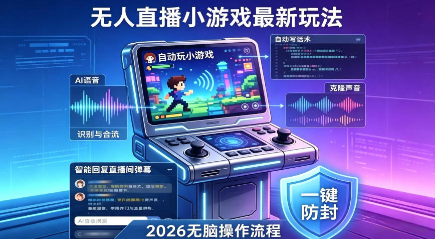 2026年AI无人直播小游戏全流程，不违规不封号，开启创业副业增收之路，小白月入1w+【揭秘】-轻创终点站