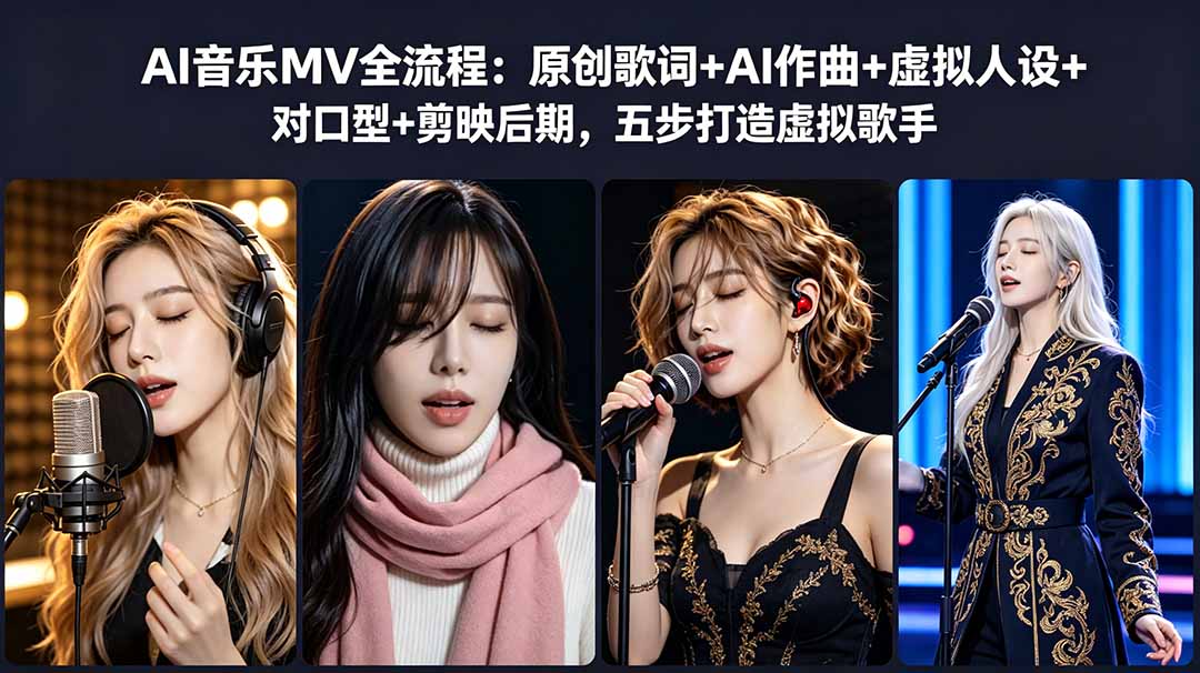 AI音乐MV全流程：原创歌词+AI作曲+虚拟人设+对口型+剪映后期，五步打造虚拟歌手-轻创终点站