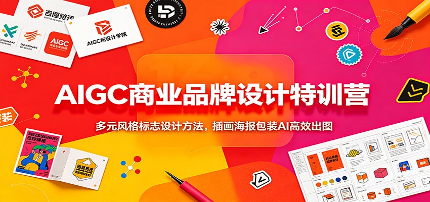 AIGC商业品牌设计特训营:多元风格标志设计方法,插画海报包装AI高效出图-轻创终点站
