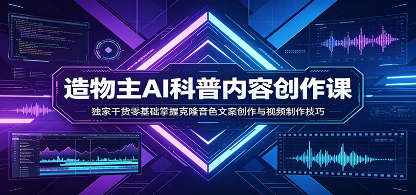AI科普内容创作课：独家干货零基础掌握克隆音色文案创作与视频制作技巧-轻创终点站