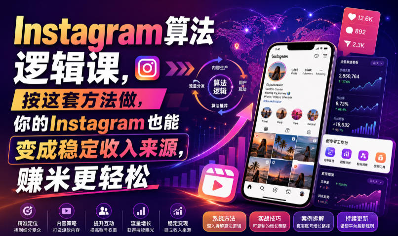 Instagram算法逻辑课,按这套方法做,你的Instagram也能变成稳定收入来源,賺米更轻松【原创双语字幕】-轻创终点站
