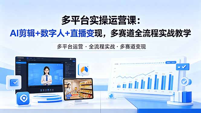 某团队多平台实操运营课-更新26年4月20：AI剪辑+数字人+直播变现，多赛道全流程实战教学-轻创终点站