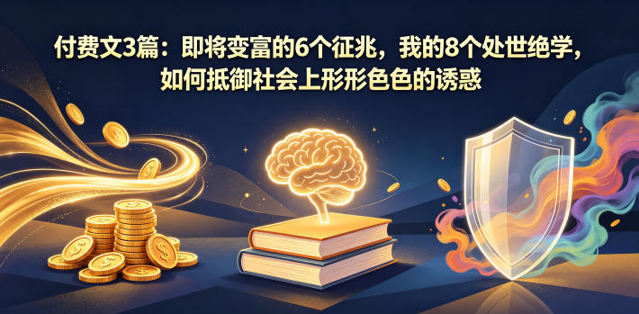 付费文3篇：即将变富的6个征兆，我的8个处世绝学，如何抵御社会上形形色色的诱惑-轻创终点站