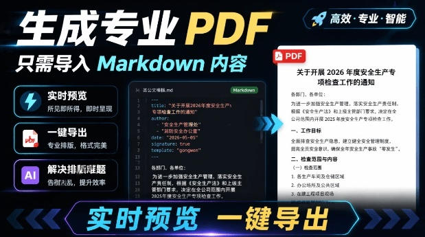 只需导入Markdown内容，实时预览一键导出专业PDF！轻松解决AI生成内容排版问题Presto-轻创终点站
