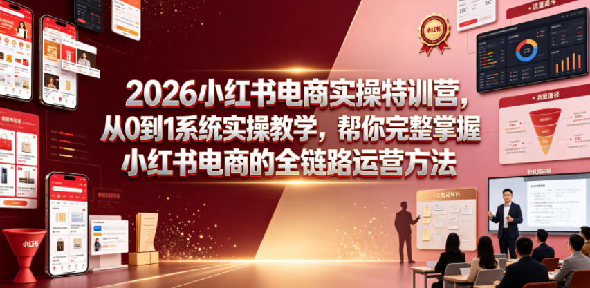 2026小红书电商实操特训营,从0到1系统实操教学,帮你完整掌握小红书电商的全链路运营方法-轻创终点站