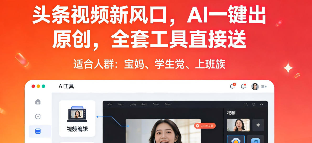 头条视频新风口，AI一键出原创，全套工具直接送，人人可做，有手就行【揭秘】-轻创终点站