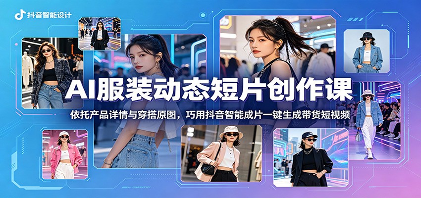 AI服装动态短片创作课：依托产品详情与穿搭原图，巧用抖音智能成片一键生成带货短视频-轻创终点站
