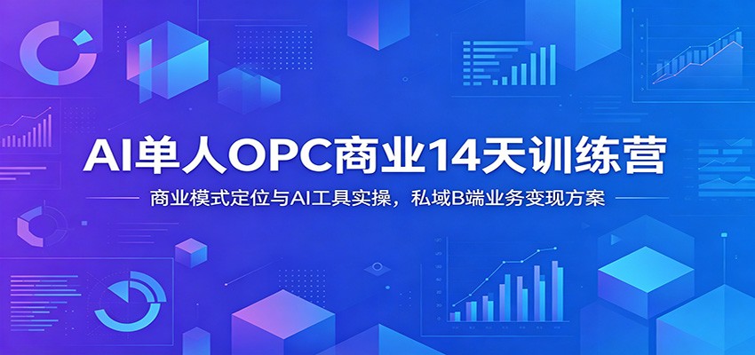 AI单人OPC商业14天训练营:商业模式定位与AI工具实操,私域B端业务变现方案-轻创终点站