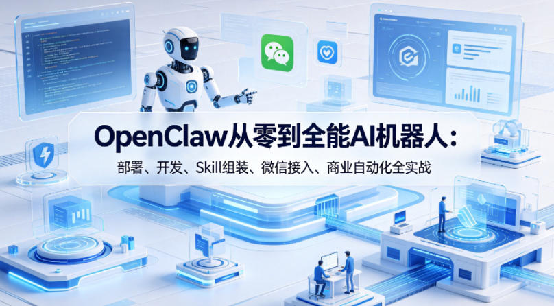 OpenClaw从零到全能AI机器人：部署、开发、Skill组装、微信接入、商业自动化全实战-轻创终点站