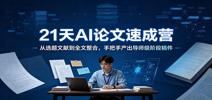 21天AI论文速成营:从选题文献到全文整合,手把手产出导师级阶段稿件-轻创终点站