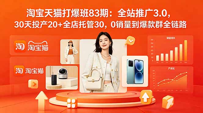 2026淘宝天猫打爆班83期:全站推广3.0,30天投产20+全店托管30,0销量到爆款群全链路-轻创终点站