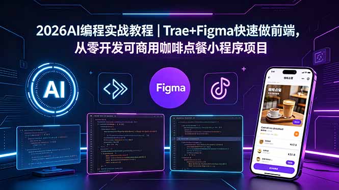 2026AI编程实战教程｜Trae+Figma快速做前端，从零开发可商用咖啡点餐小程序项目-轻创终点站