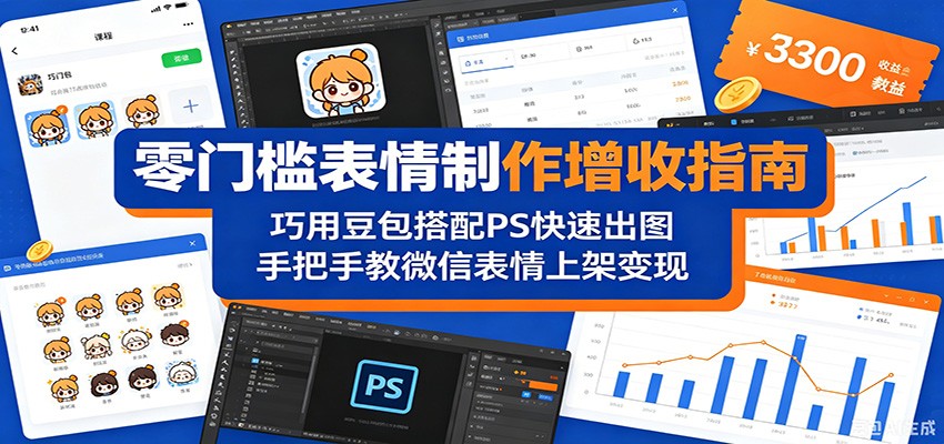 零门槛表情制作增收指南：巧用豆包搭配 PS 快速出图，手把手教微信表情上架变现-轻创终点站