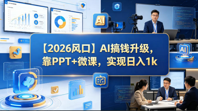 【2026风口】AI搞钱升级，靠PPT+微课，实现日入1k-轻创终点站