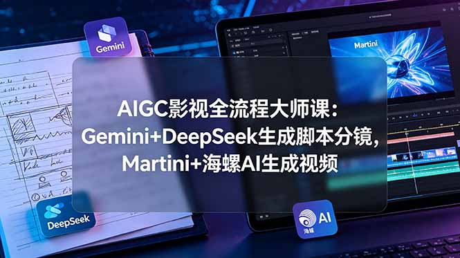 AIGC影视全流程大师课:Gemini+DeepSeek生成脚本分镜,Martini+海螺AI生成视频-轻创终点站