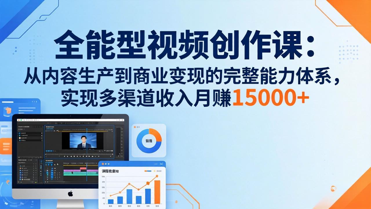 全能型视频创作课-26年3月更新：从内容生产到商业变现的完整能力体系，多渠道收入月赚15000+-轻创终点站