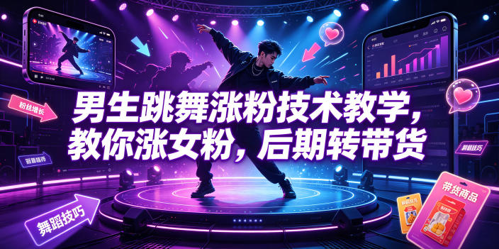男生跳舞涨粉技术教学,教你涨女粉,后期转带货-轻创终点站