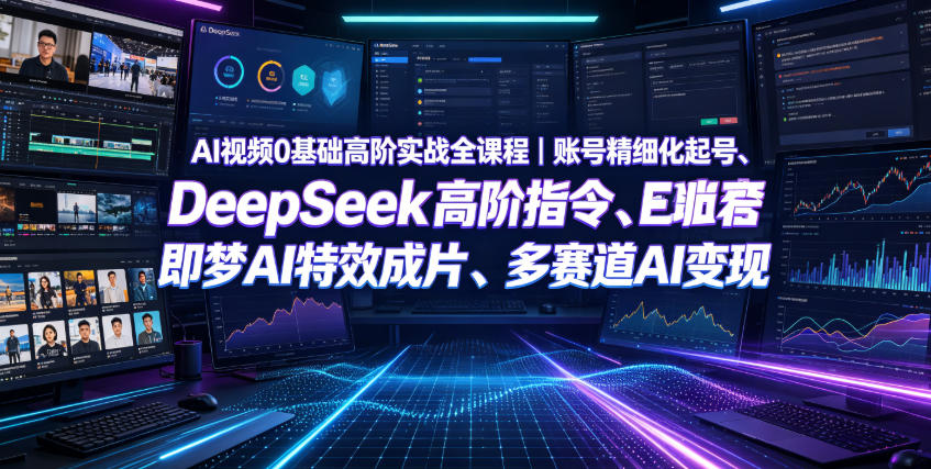 AI视频0基础高阶实战全课程|账号精细化起号、DeepSeek高阶指令、即梦AI特效成片、多赛道AI短视频量产变现-轻创终点站