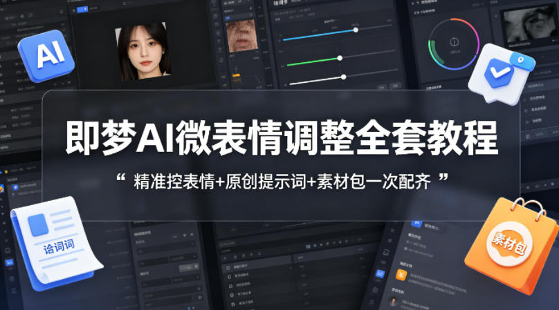 即梦AI微表情调整全套教程，精准控表情+原创提示词+素材包一次配齐-轻创终点站