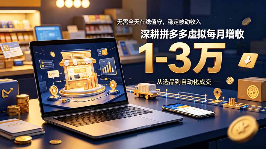 无需全天在线值守,稳定被动收入,深耕拼多多虚拟每月增收 1-3 万-轻创终点站
