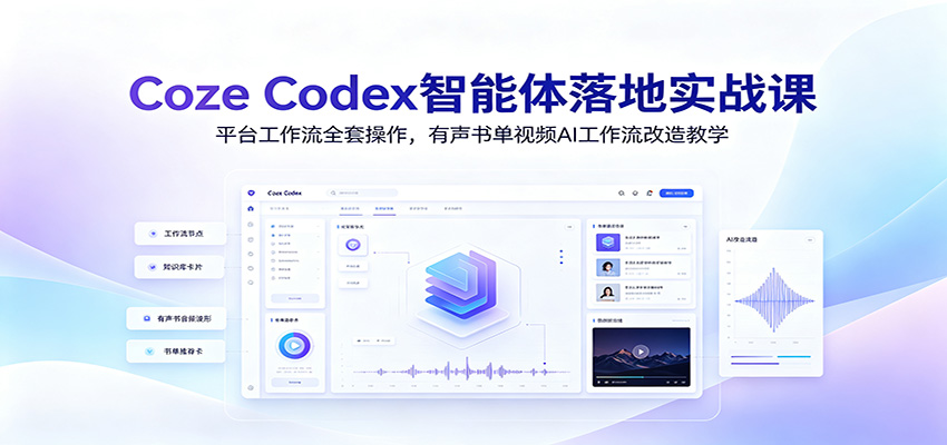 Coze Codex智能体落地实战课：平台工作流全套操作，有声书单视频AI工作流改造教学-轻创终点站