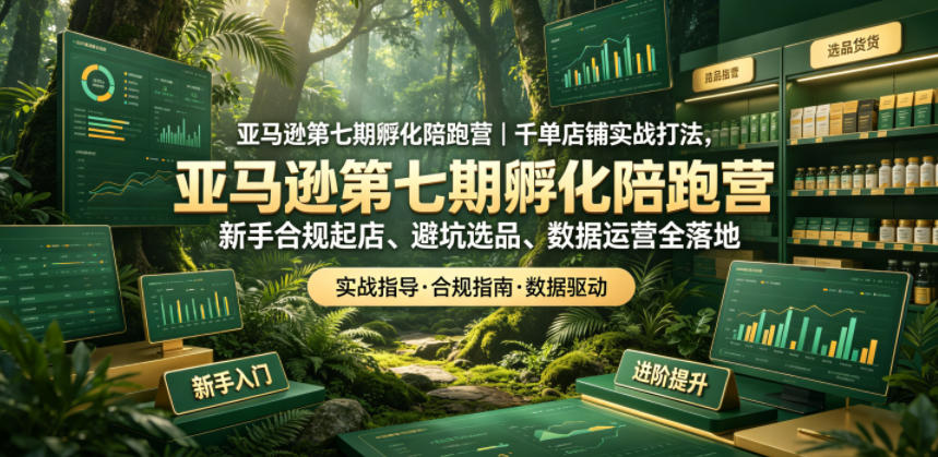 亚马逊第七期孵化陪跑营｜千单店铺实战打法，新手合规起店、避坑选品、数据运营全落地(更新0625)-轻创终点站