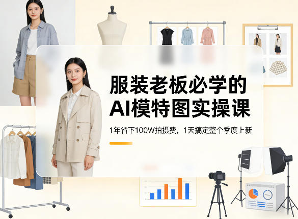 服装老板必学的AI模特图实操课，1年省下100W拍摄费，1天搞定整个季度上新-轻创终点站