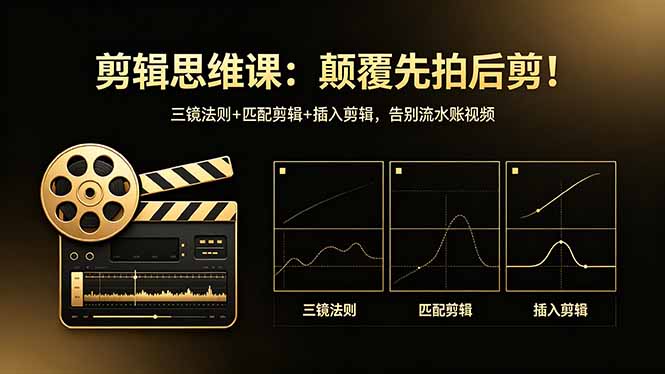 剪辑思维课：颠覆先拍后剪！三镜法则+匹配剪辑+插入剪辑，告别流水账视频-轻创终点站