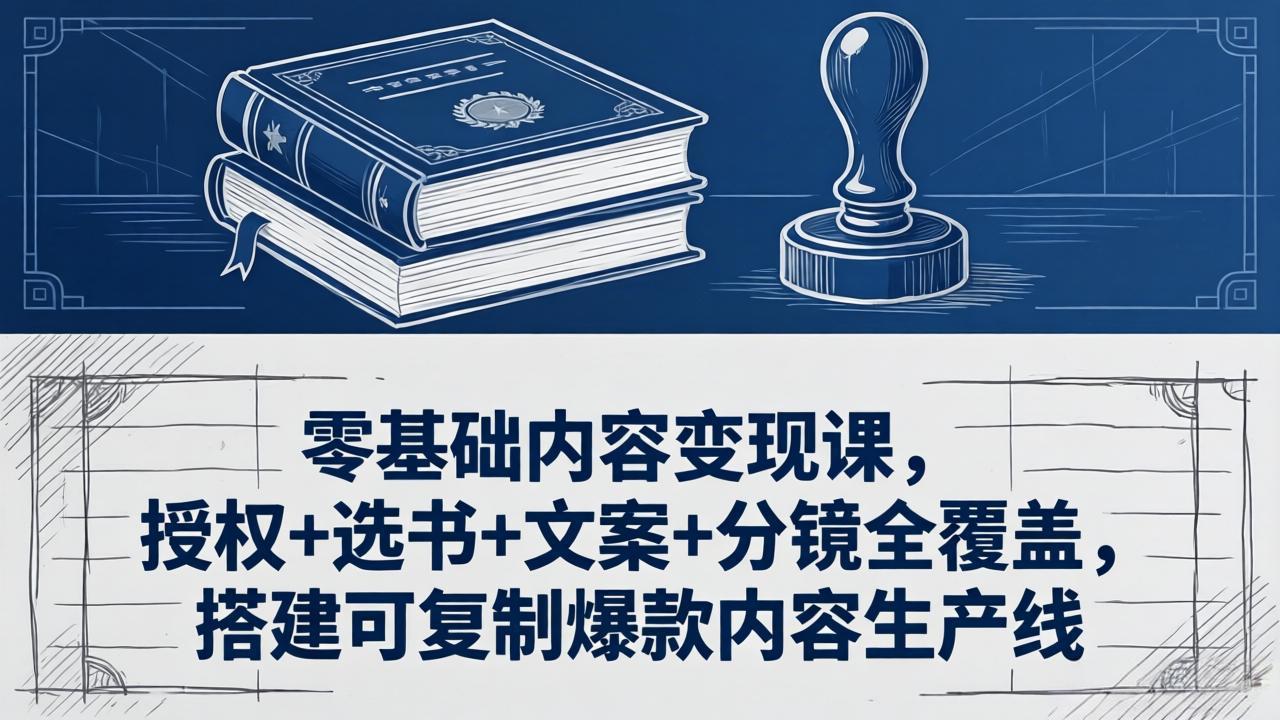 零基础内容变现课，授权+选书+文案+分镜全覆盖，搭建可复制爆款内容生产线-轻创终点站