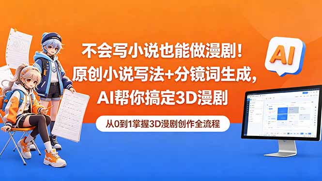 不会写小说也能做漫剧！原创小说写法+分镜词生成，AI帮你搞定3D漫剧-轻创终点站