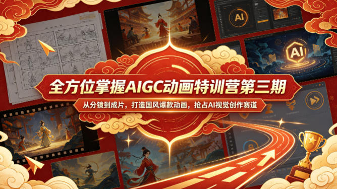 全方位掌握AIGC动画特训营第三期，从分镜到成片，打造国风爆款动画，抢占AI视觉创作赛道红利-轻创终点站
