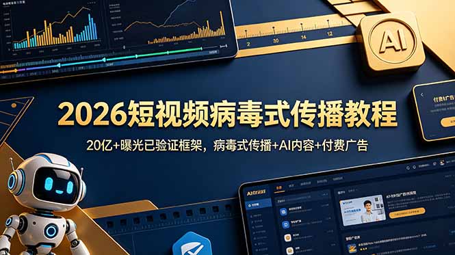 2026短视频病毒式传播教程：20亿+曝光已验证框架，病毒式传播+AI内容+付费广告-轻创终点站
