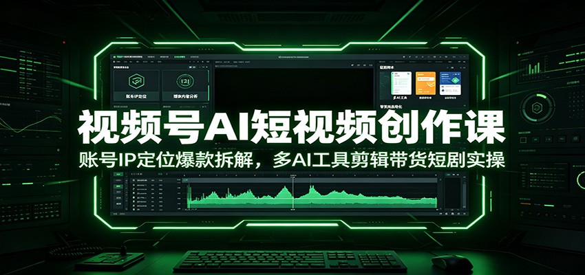 视频号AI短视频创作课:账号IP定位爆款拆解,多AI工具剪辑带货短剧实操-轻创终点站