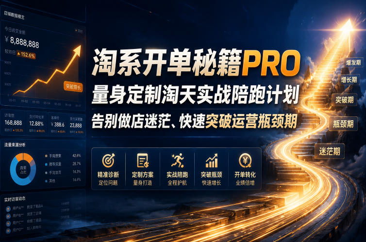 淘系开单秘籍PRO,量身定制淘天实战陪跑计划,告别做店迷茫、快速突破运营瓶颈期(更新20260728)-轻创终点站