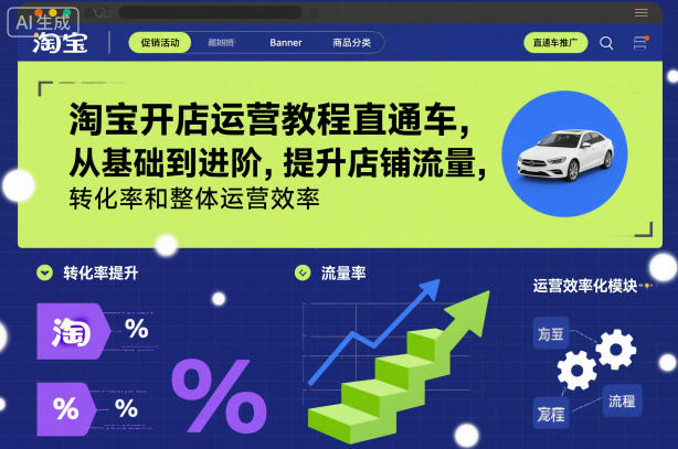 淘宝开店运营教程直通车,从基础到进阶,提升店铺流量,转化率和整体运营效率(更新26年07月11日)-轻创终点站