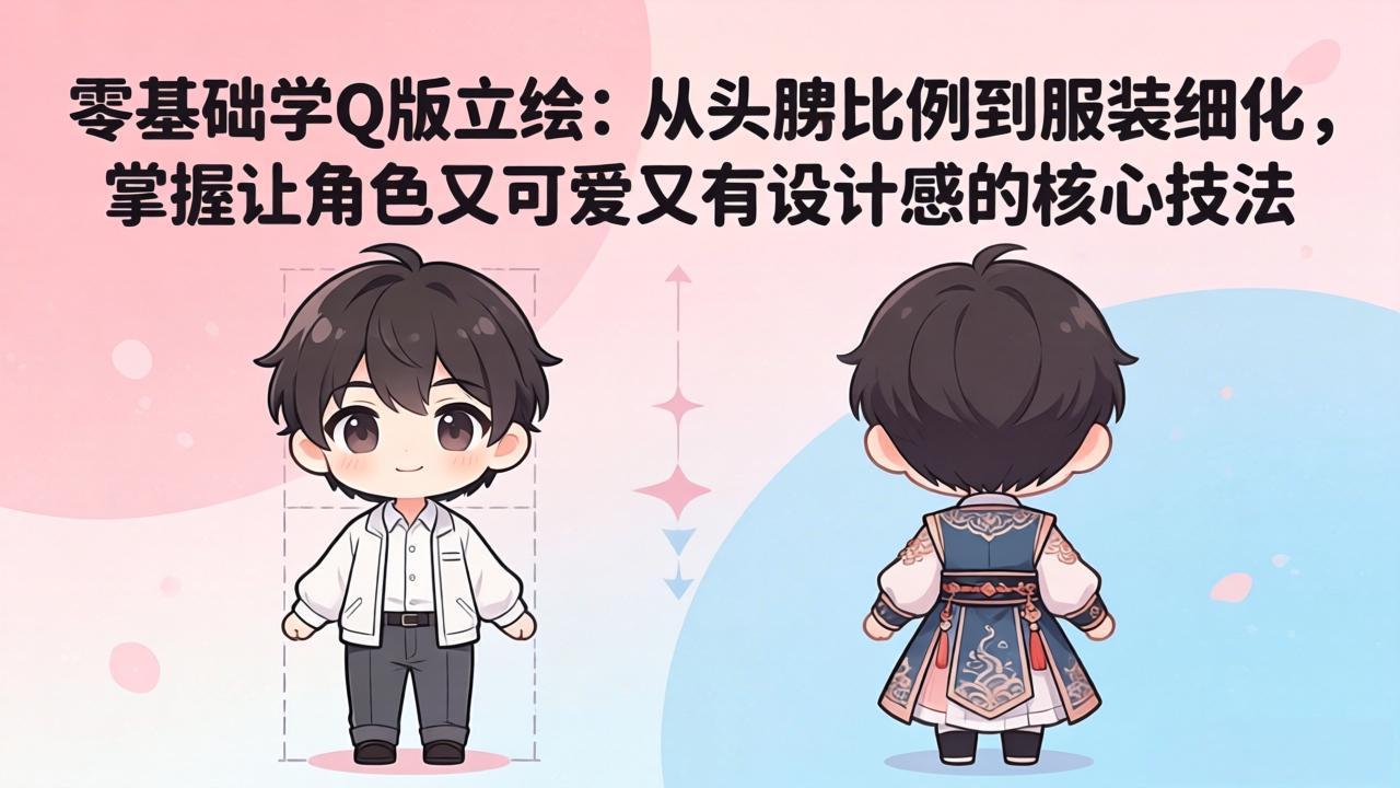 零基础学Q版立绘：从头身比例到服装细化，掌握让角色又可爱又有设计感的核心技法-轻创终点站