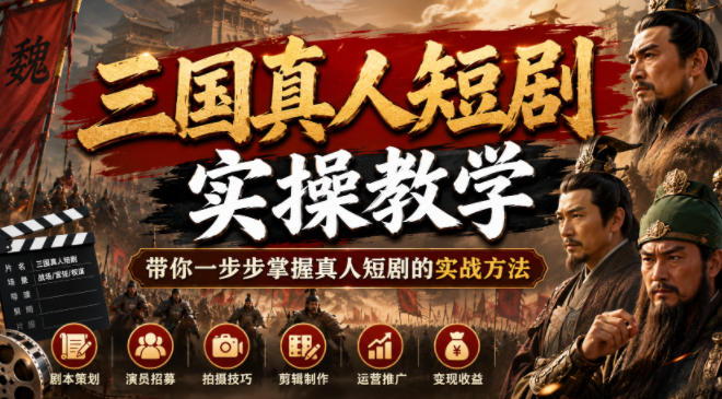 三国真人短剧实操教学,带你一步步掌握真人短剧的实战方法-轻创终点站