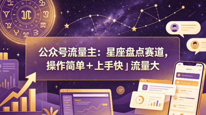 公众号流量主：星座盘点赛道，操作简单＋上手快＋流量大-轻创终点站
