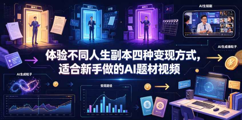 体验不同人生副本四种变现方式，适合新手做的AI题材视频-轻创终点站