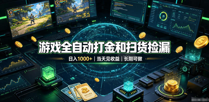 游戏全自动打金和扫货捡漏,日入1k+,当天见收益,长期可做!【揭秘】-轻创终点站