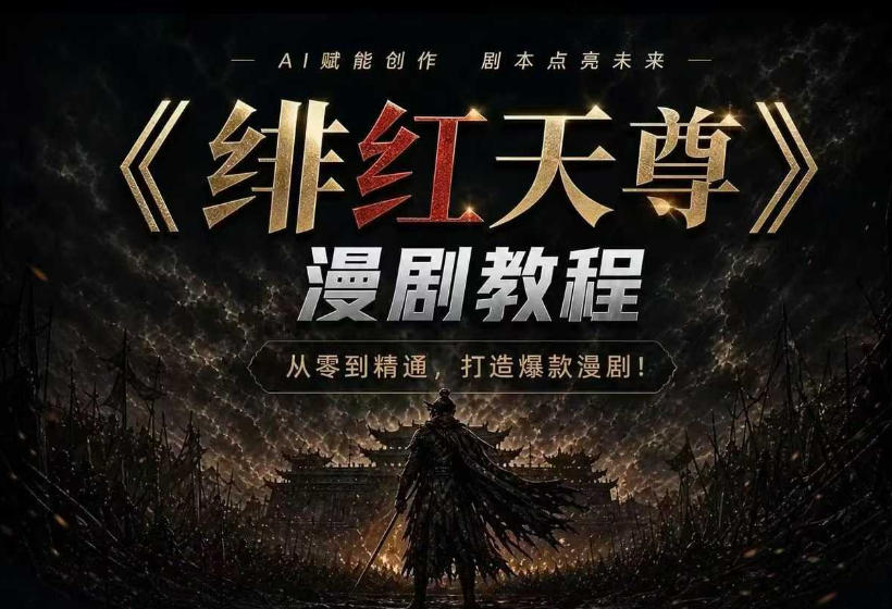 绯红天尊AI漫剧系统教程｜从零入门到精通，工具运用+剧本创作+爆款逻辑+提示词素材+镜头剪辑，全套爆款漫剧落地实战课-轻创终点站