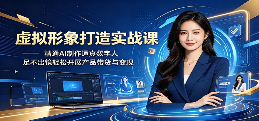 虚拟形象打造实战课:精通AI制作逼真数字人,足不出镜轻松开展产品带货与变现-轻创终点站
