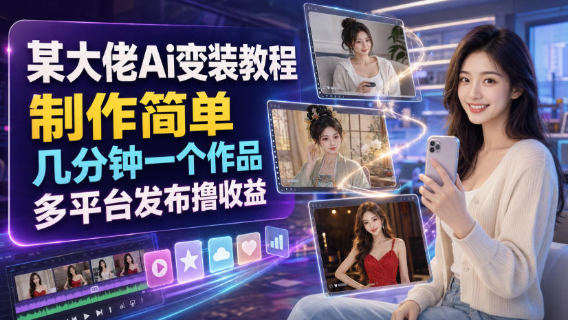 某大佬Ai变装教程，制作简单，几分钟一个作品，多平台发布撸收益-轻创终点站