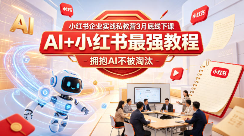 小红书企业实战私教营3月底线下课，AI+小红书最强教程，拥抱AI不被淘汰-轻创终点站