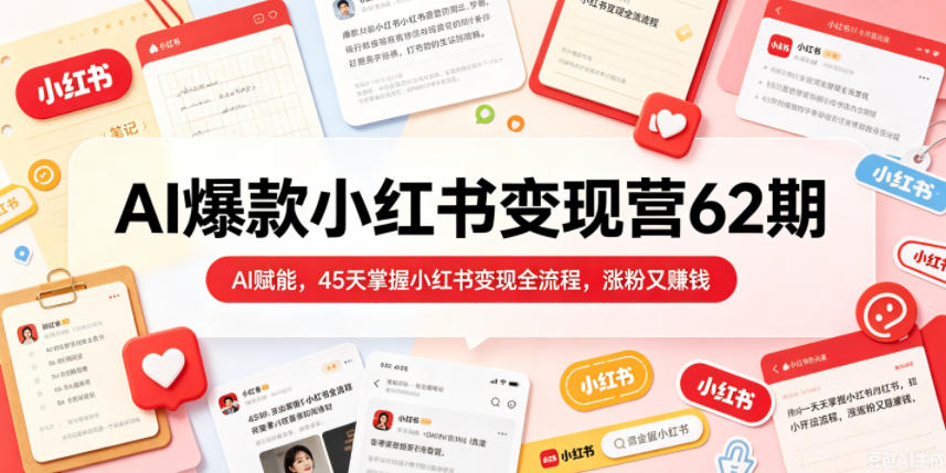AI爆款小红书变现营62期2026年5月，AI赋能，45天掌握小红书变现全流程，涨粉又賺钱-轻创终点站