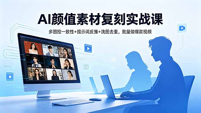 AI颜值素材复刻实战课，多图控一致性+提示词反推+洗图去重，批量做爆款视频-轻创终点站