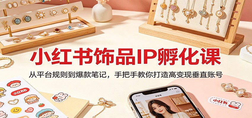 小红书饰品IP孵化课：从平台规则到爆款笔记，手把手教你打造高变现垂直账号-轻创终点站