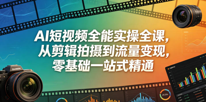 AI短视频全能实操全课，从剪辑拍摄到流量变现，零基础一站式精通-轻创终点站