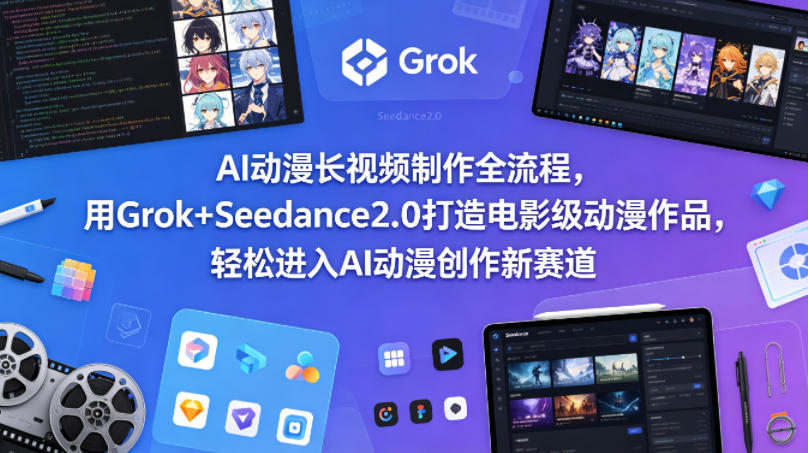 AI动漫长视频制作全流程，用Grok+Seedance2.0打造电影级动漫作品，轻松进入AI动漫创作新赛道-轻创终点站