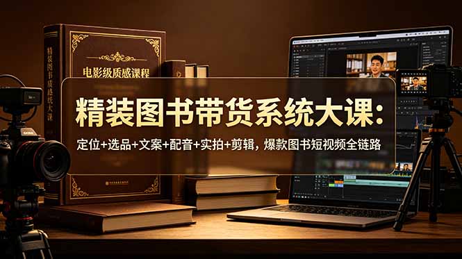 精装图书带货系统大课：定位+选品+文案+配音+实拍+剪辑，爆款图书短视频全链路-轻创终点站